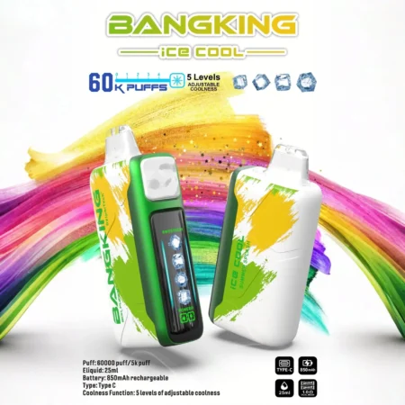 Bang King 60000 拋棄式電子煙｜LED 電量螢幕 × 五檔冰感控制｜大容量續航・多款口味